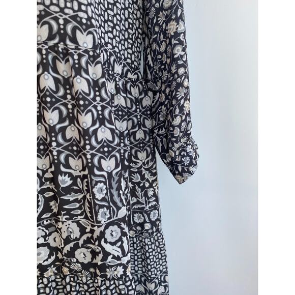 J.McLaughlin Womens Dress Gray Floral Tiered Peasant Bohemian Cottagecore sz M - Picture 5 of 12